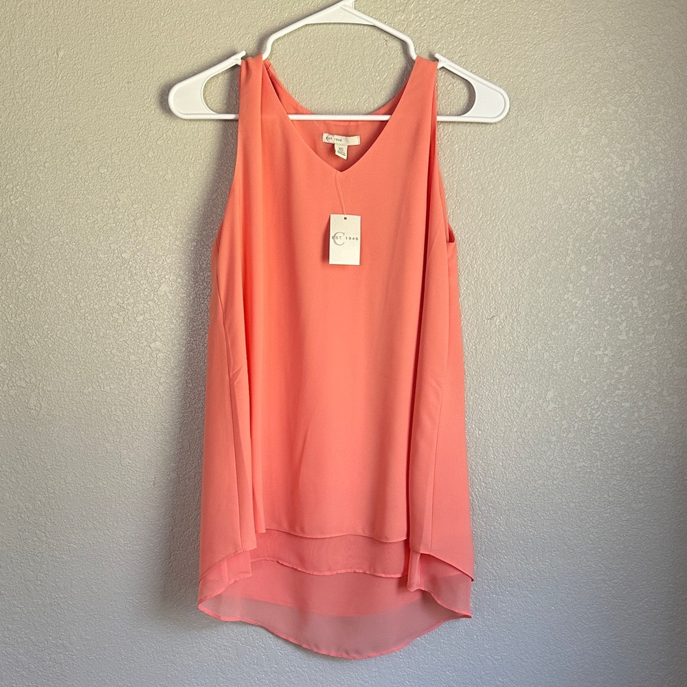 NWT Cato High-Low Hem Lightweight Coral Orange Tank Top Blouse